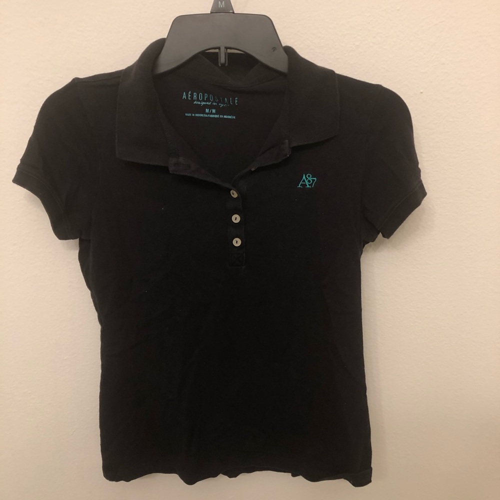 Black Aeropostale polo with button up half